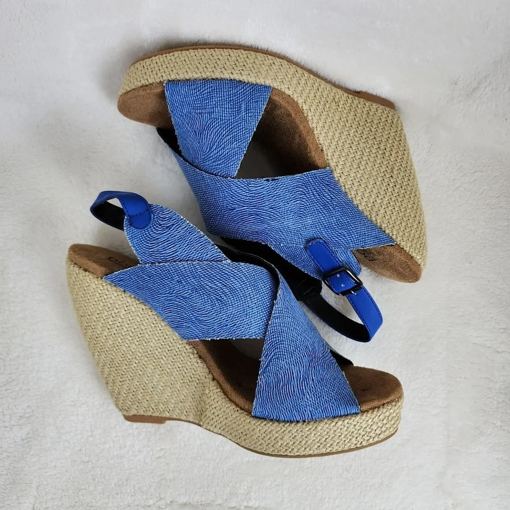 Dolce By Mojo Moxy Sunset Navy Denim Strappy Slingback Platform Sandals 9M Y2K